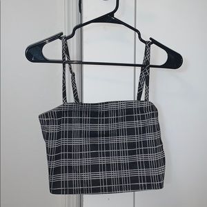 Black plaid crop top